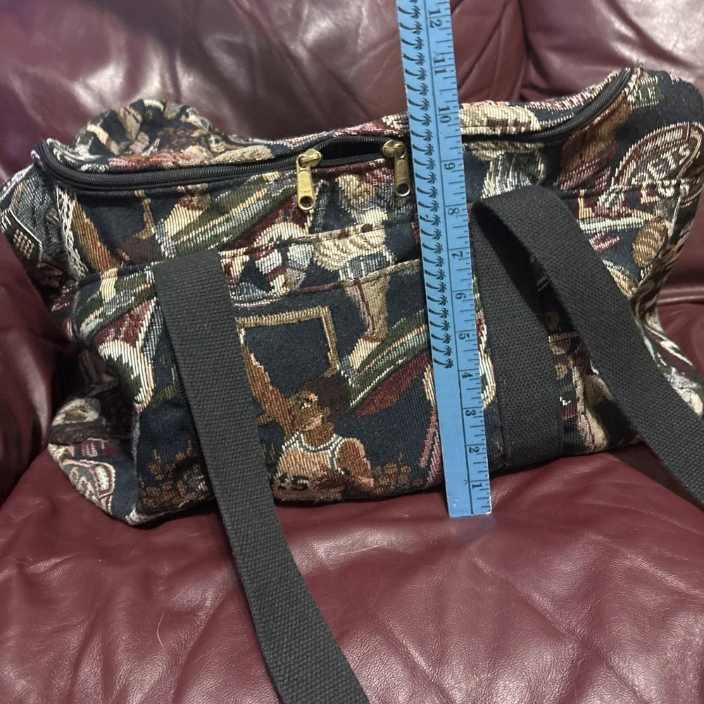 Vintage Sports Basketball Hockey Football Duffel Travel Bag Luggage Tapestry USA